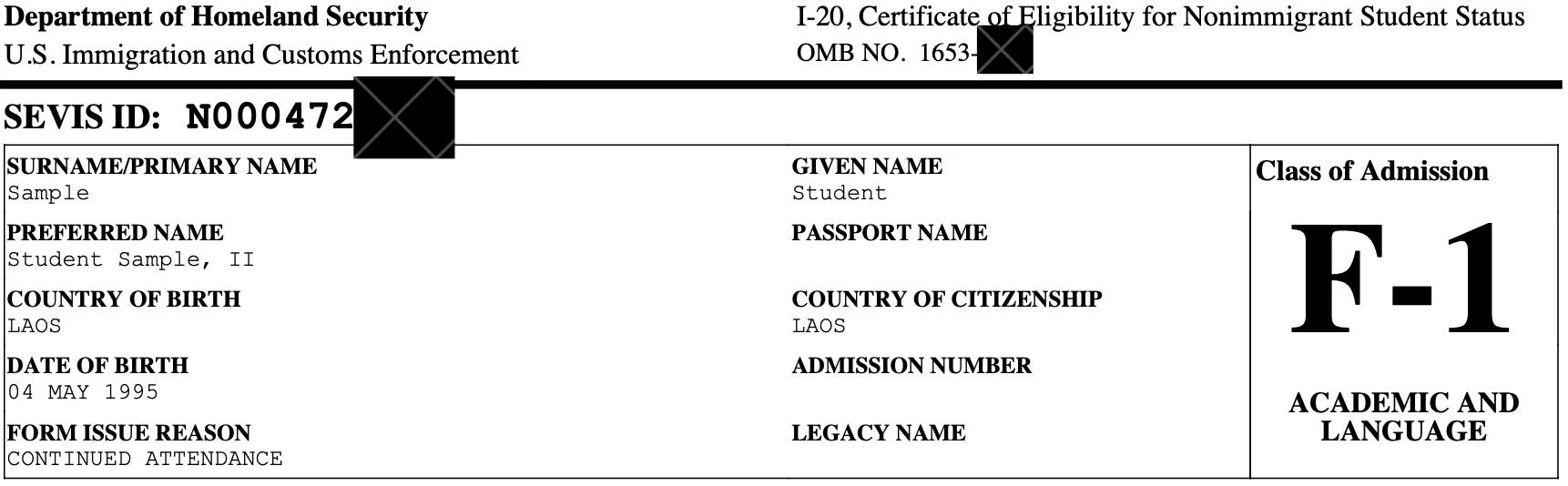 F-1 Visa I-20 Financial Documents SEVIS Number F-1 Visa I-20 Financial Documents SEVIS Number